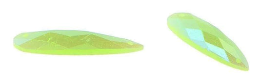 John Beads Resin Gems 8*28mm, Lime Opal AB, Long Teardrop, Resin Gem, Sew-on
