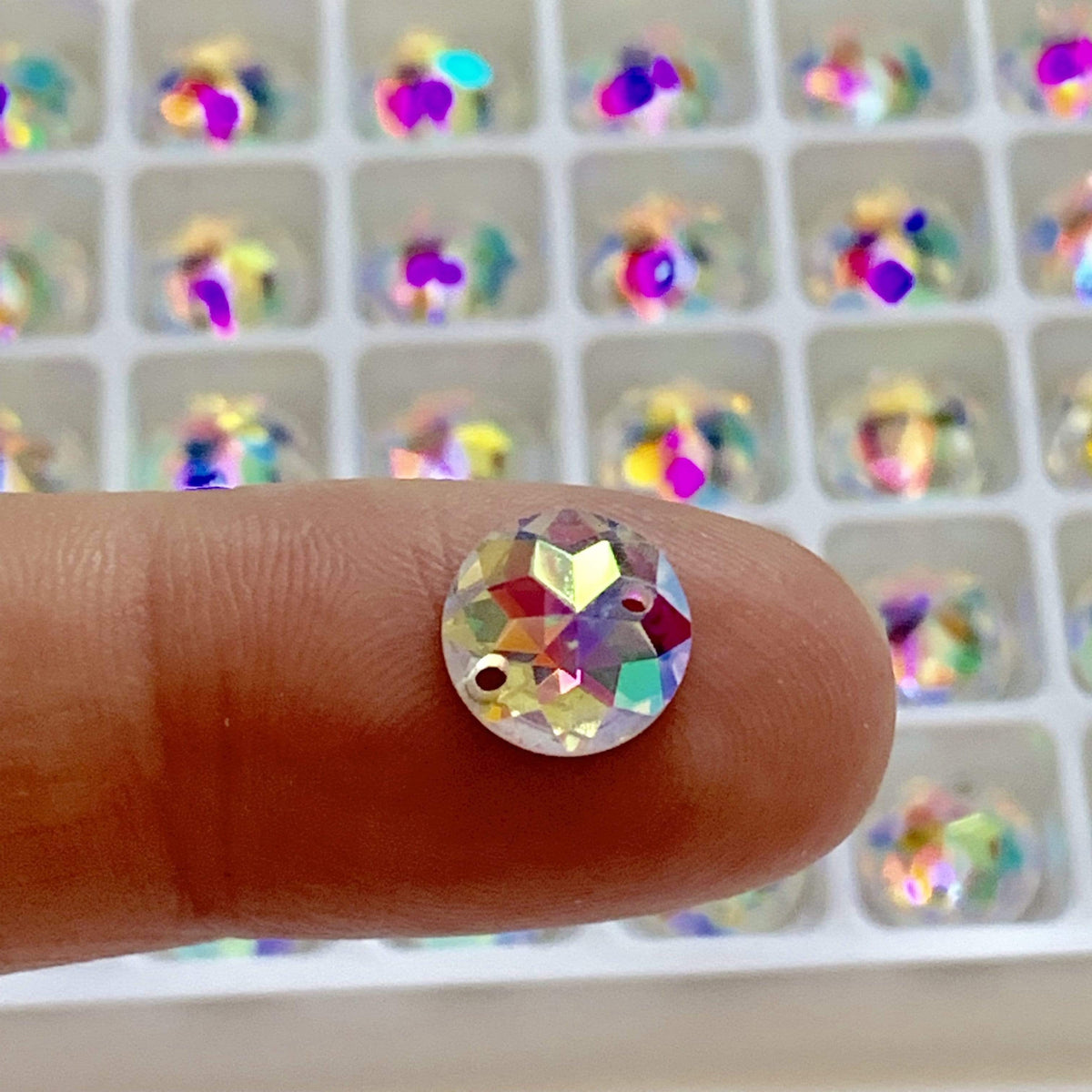 Sundaylace Creations & Bling Fancy Glass Gems 8mm 8mm, 10mm, 12mm, & 14mm AB 8-point Star Rivoli, Sew on, High Quality, Fancy Glass Gem