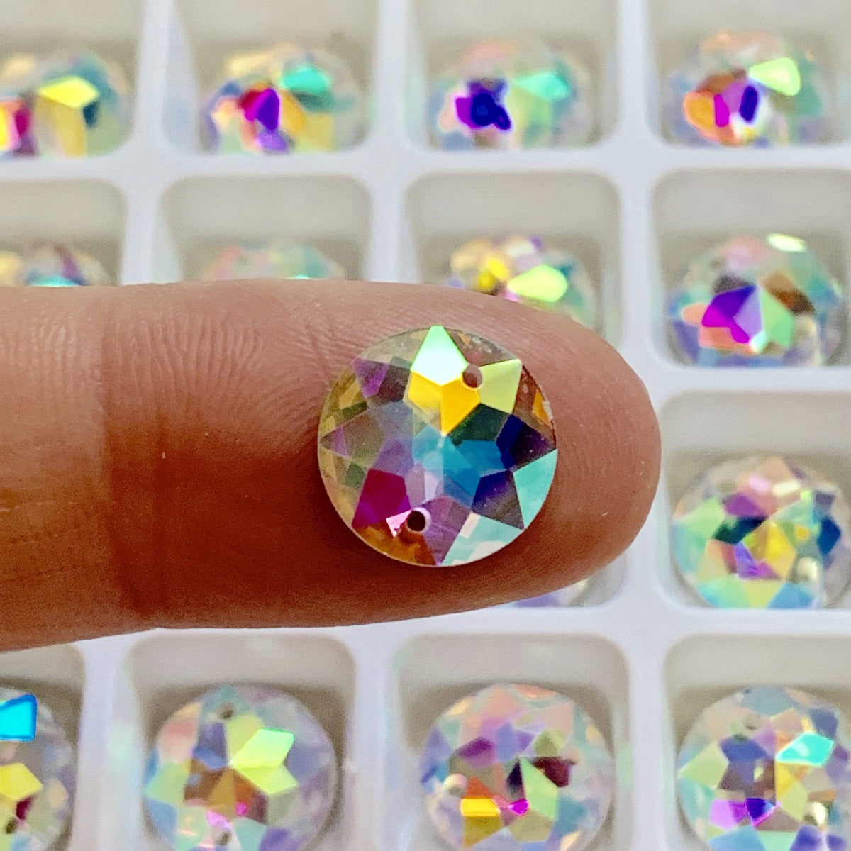 Sundaylace Creations & Bling Fancy Glass Gems 10mm 8mm, 10mm, 12mm, & 14mm AB 8-point Star Rivoli, Sew on, High Quality, Fancy Glass Gem