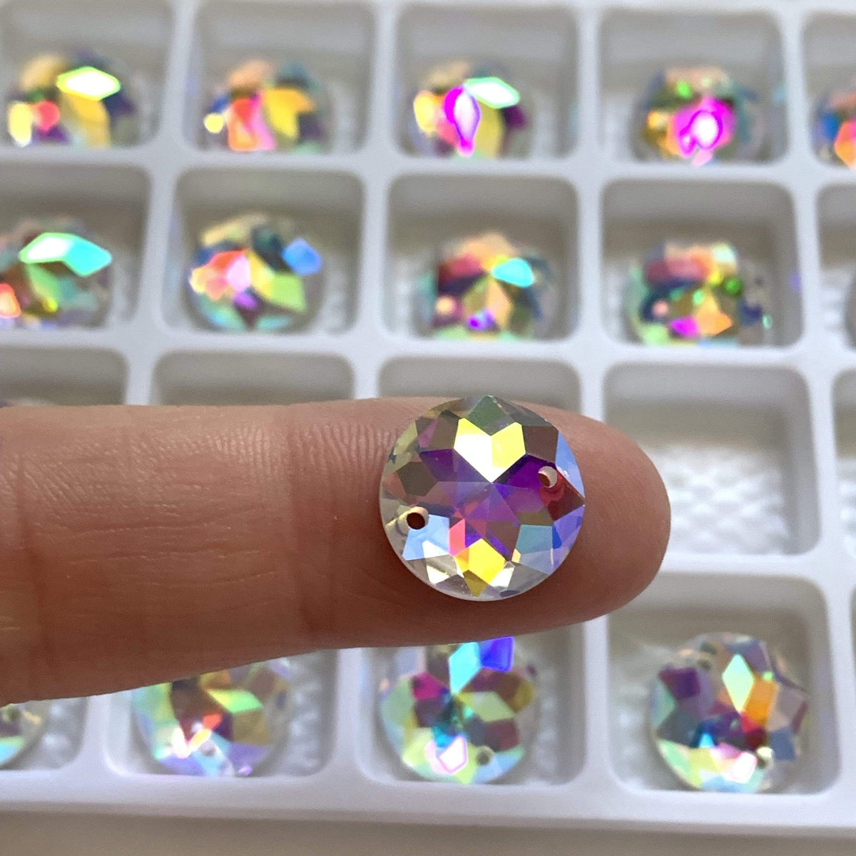 Sundaylace Creations & Bling Fancy Glass Gems 12mm 8mm, 10mm, 12mm, & 14mm AB 8-point Star Rivoli, Sew on, High Quality, Fancy Glass Gem