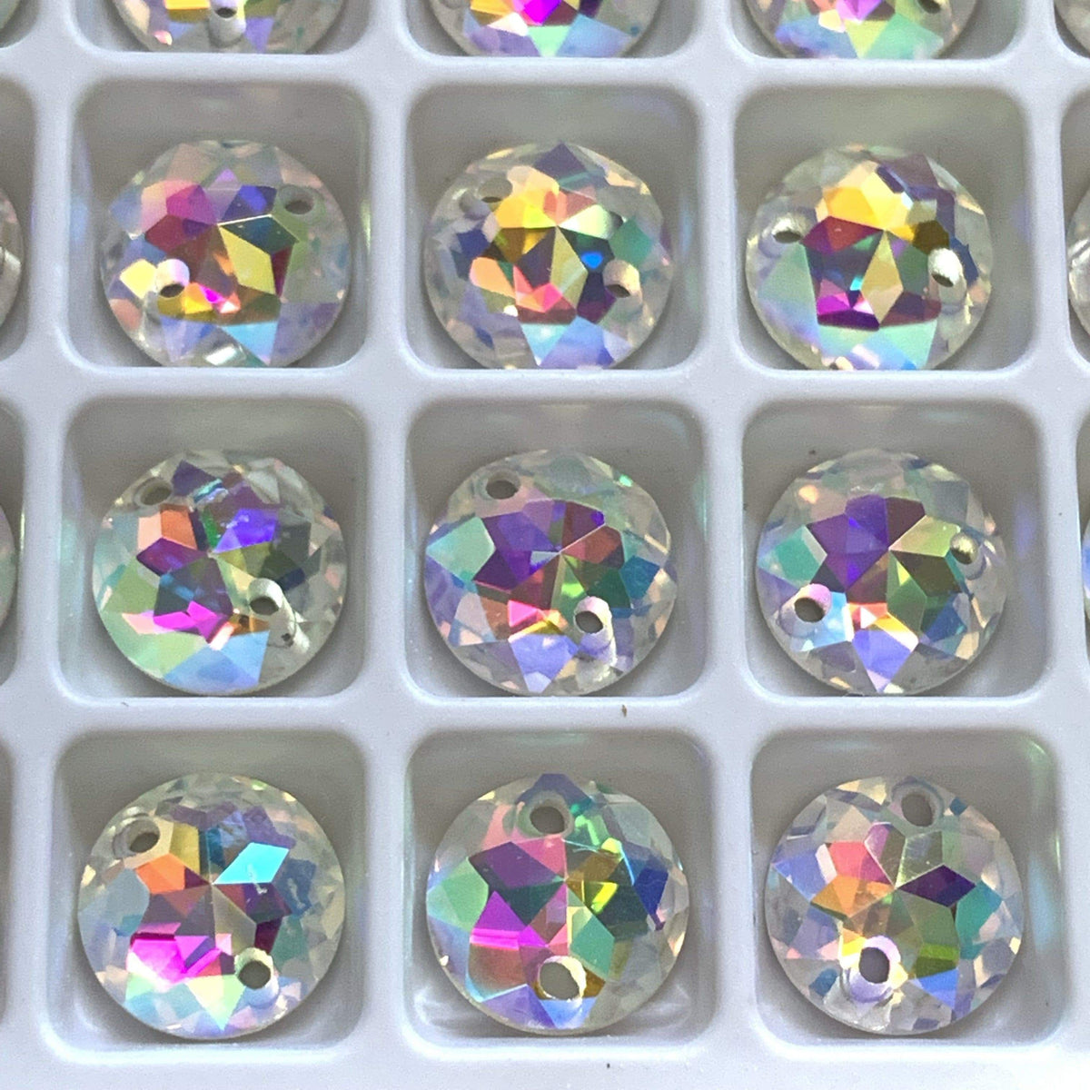 Sundaylace Creations & Bling Fancy Glass Gems 8mm, 10mm, 12mm, & 14mm AB 8-point Star Rivoli, Sew on, High Quality, Fancy Glass Gem