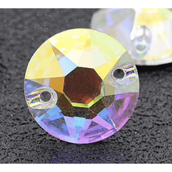 Sundaylace Creations & Bling Fancy Glass Gems 8mm, 10mm, 12mm Flat top AB Starbust Rivoli, Grade AAAA High Quality, K9 Glass Sew on, Fancy Glass Gems