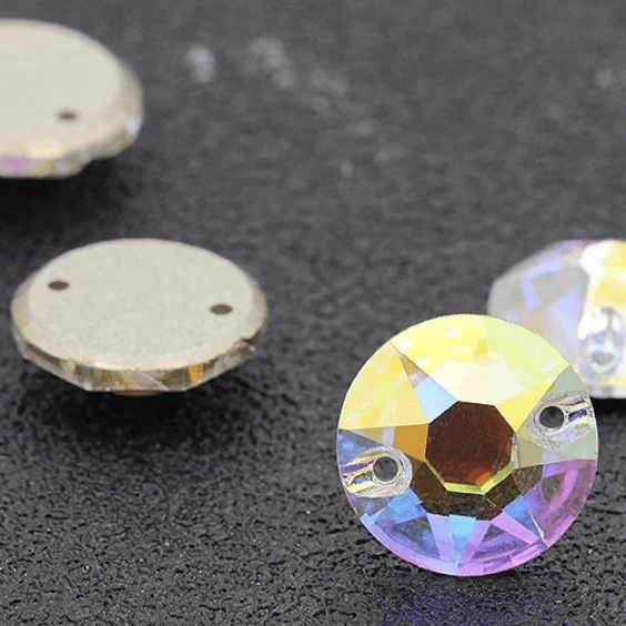 Sundaylace Creations & Bling Fancy Glass Gems 12mm 8mm, 10mm, 12mm Flat top AB Starbust Rivoli, Grade AAAA High Quality, K9 Glass Sew on, Fancy Glass Gems