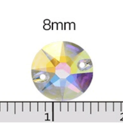 Sundaylace Creations & Bling Fancy Glass Gems 8mm 8mm, 10mm, 12mm Flat top AB Starbust Rivoli, Grade AAAA High Quality, K9 Glass Sew on, Fancy Glass Gems