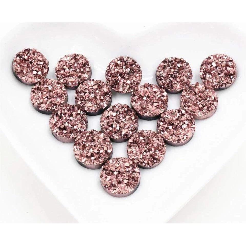 Sundaylace Creations & Bling Resin Gems 8mm-10mm-12mm Rose Gold Textured Top, Fauz Druzy, Glue, Resin Gem