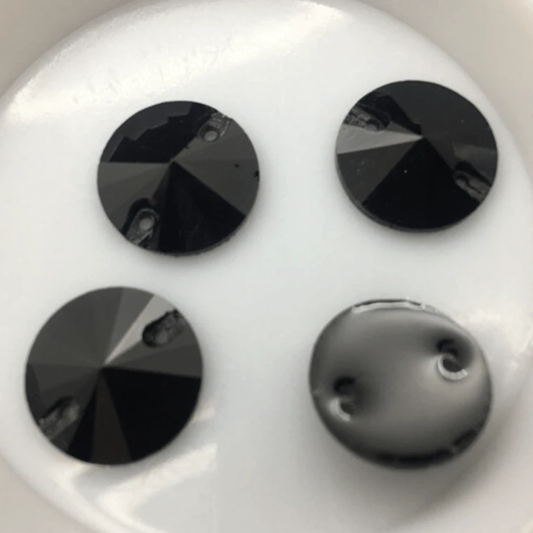 Sundaylace Creations & Bling Resin Gems 10mm- Pointed Top 8mm-14mm Jet Black with Pointed or Flat Top Round Rivoli, Sew on, Acrylic Resin Gem