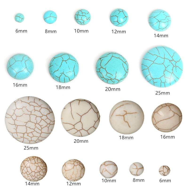 Sundaylace Creations & Bling Stone Gem 25mm / Circle / Turquoise 8mm-14mm Semi-Precious Turquoise Round Stone, Round Shape, Glue on, Stone Gem