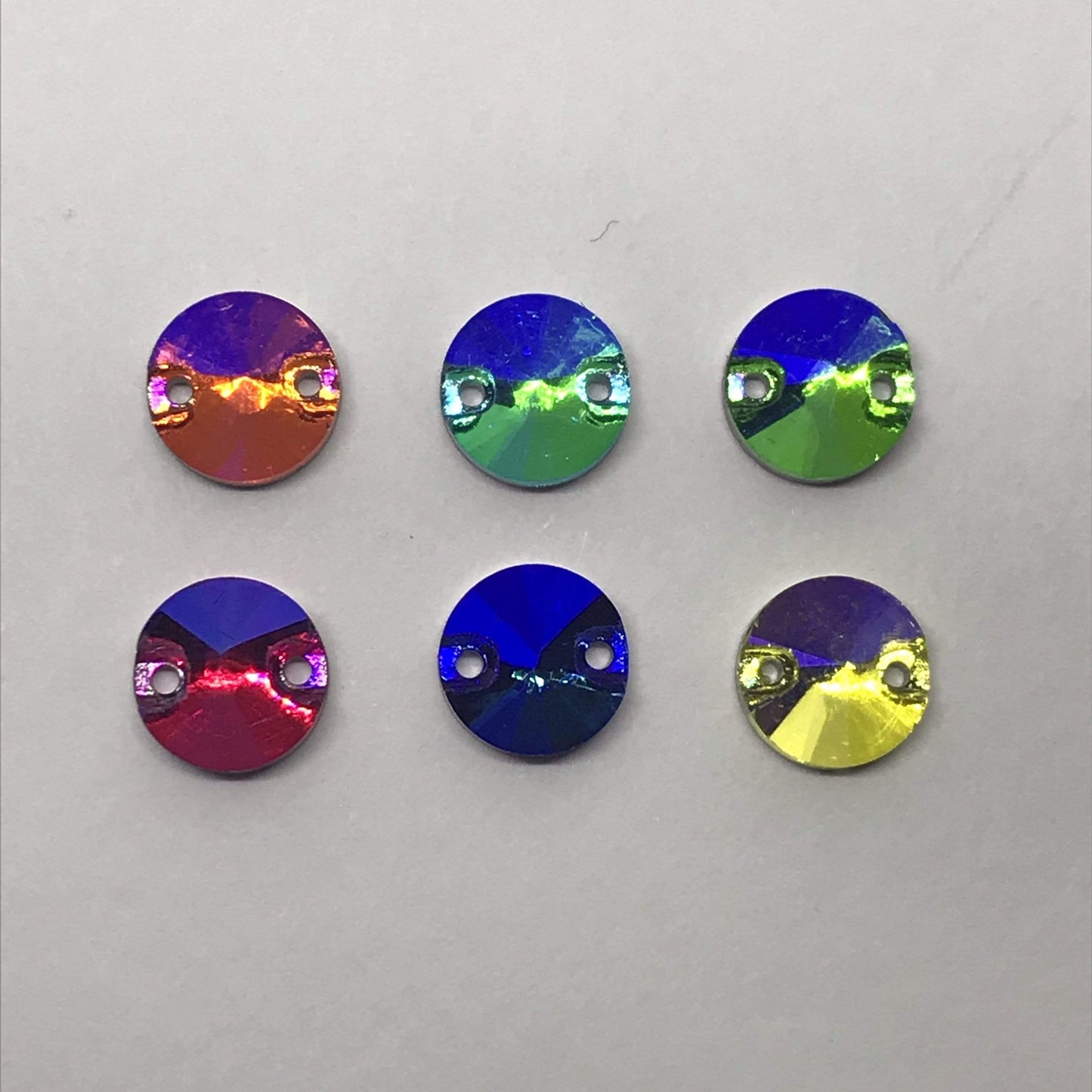 Sundaylace Creations & Bling Glass Gem 8mm AB Colourful Rivoli in Glass Gem