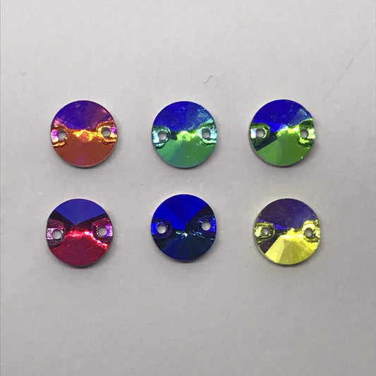 Sundaylace Creations & Bling Glass Gem 8mm AB Colourful Rivoli in Glass Gem