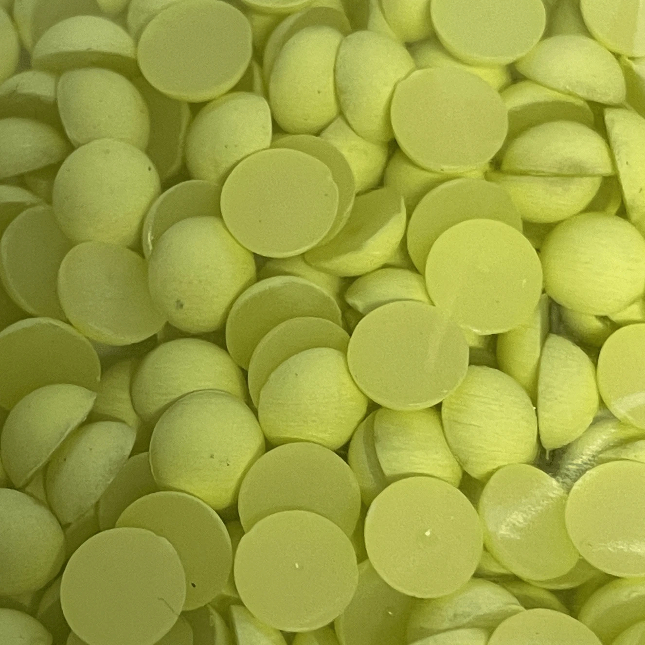 Sundaylace Creations & Bling Resin Gems 8mm NEON Yellow-Green 8mm MATTE Pearl Mini Rivoli, Glue on, Resin Gems *Sold in sets of 4 gems