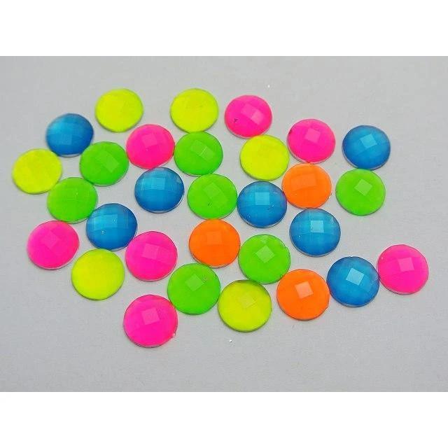 Sundaylace Creations & Bling Resin Gems 8mm Neon Rivoli Round, Glue on, Resin Gem