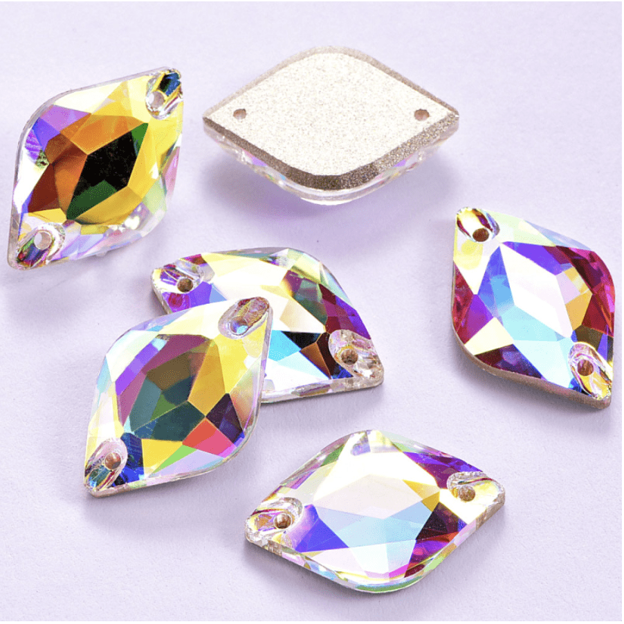 Sundaylace Creations & Bling Fancy Glass Gems 12*18mm Lemon AB 12*18mm or 9*14mm AB Lemon Shaped, Sew on, Fancy Glass Gem