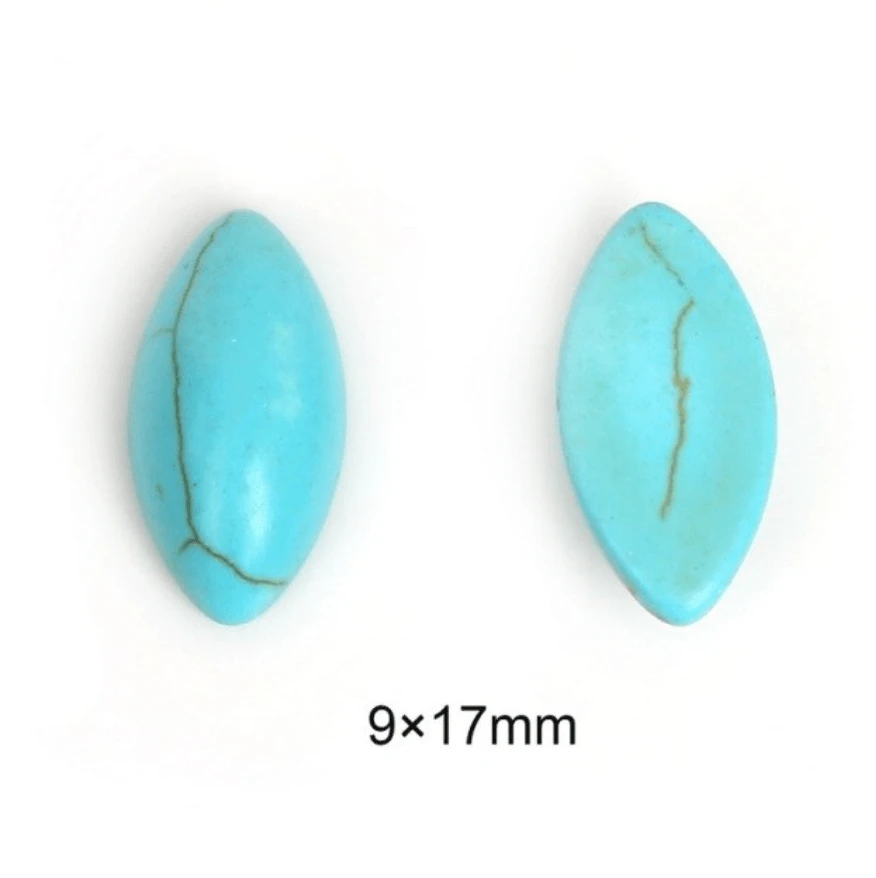 Sundaylace Creations & Bling Stone Gem Turquoise Blue Navette 9*17mm Howlite/Turquoise Navette Semi-Precious Howlite Stone, Glue on, Stone Gem