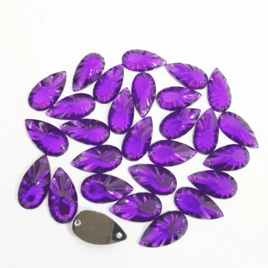 Sundaylace Creations & Bling Resin Gems 9*17mm Mixed Burst Long Teardrop, Sew on, Resin Gems *Sold in 4 gems*