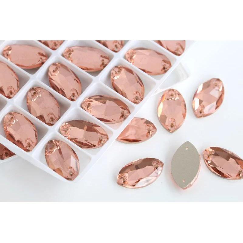 Sundaylace Creations & Bling Glass Gem 9*18mm 9*18mm Light Peach Navette, Horse Eye Shaped, Glass Gem