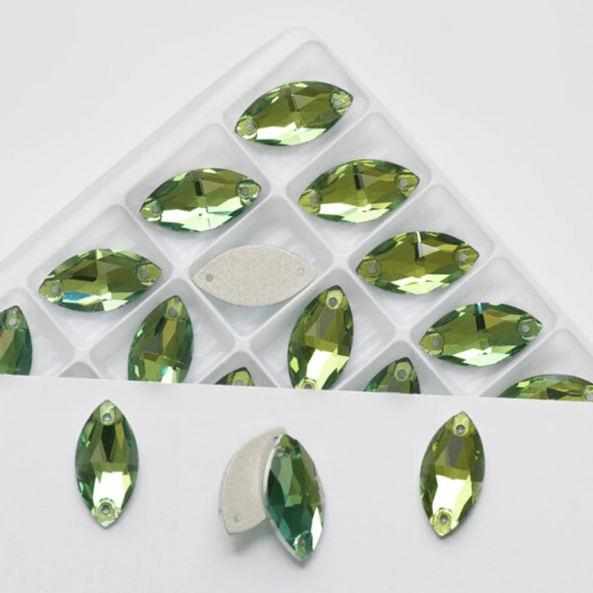 Sundaylace Creations & Bling Fancy Glass Gems 9*18mm Period Teal Flame Navette, Sew on, Fancy Glass Gem