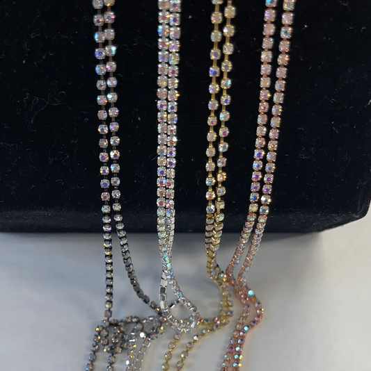 Sundaylace Creations & Bling Promotions "AB Bling Mix" 4 x 1 yard Ss6 Mixed Coloured Metal Rhinestone Metal Set, Black Friday Promotions (Sold in 36")