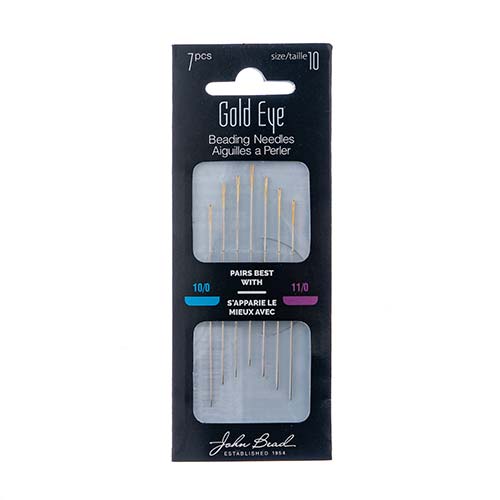 John Beads Basics Beading Needle Gold Eye 7 pcs Size 10, John Beads Brand, Basics