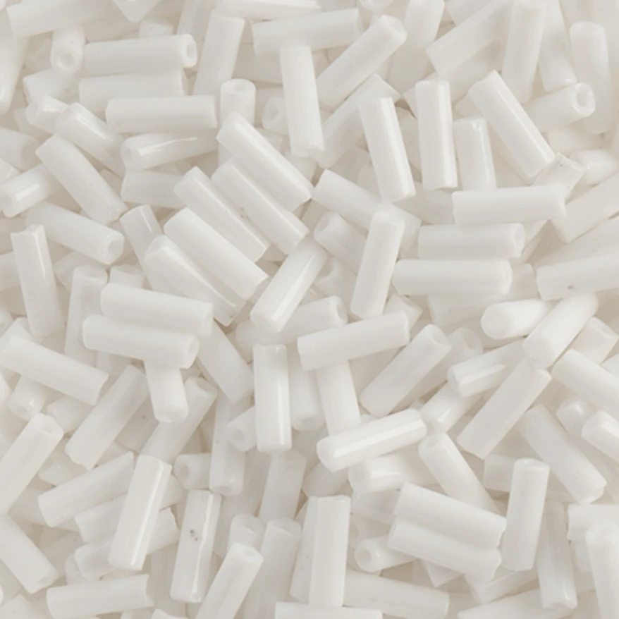 Sundaylace Creations & Bling Bugles Beads Chalk White #2 BUGLES Opaque Chalk White #2