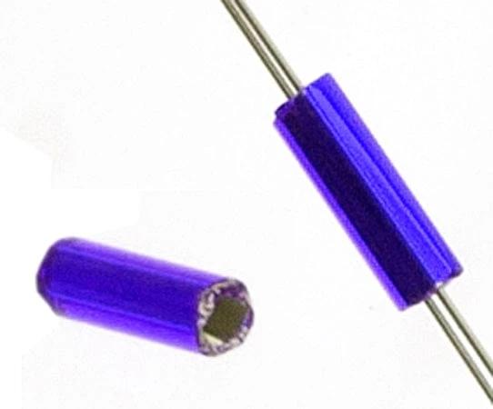 Preciosa Bugles Beads BUGLES Opaque Dark Blue Silver Lined, #3