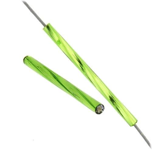 Sundaylace Creations & Bling Bugles Beads BUGLES Silver Lined Chartreuse, Twisted Long Tubes 30mm