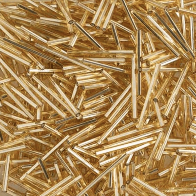 Sundaylace Creations & Bling Bugles Beads BUGLES Silver Lined Gold Long 30mm