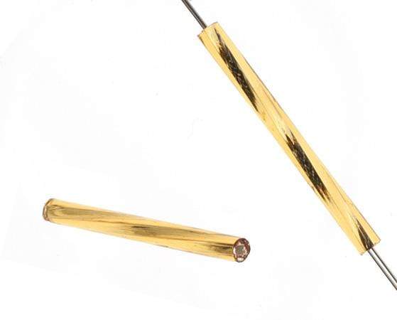 Sundaylace Creations & Bling Bugles Beads BUGLES Silver Lined Gold, Twisted Long Tubes, 25mm