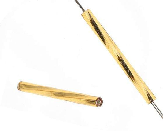Sundaylace Creations & Bling Bugles Beads BUGLES Silver Lined Gold, Twisted Long Tubes, 25mm