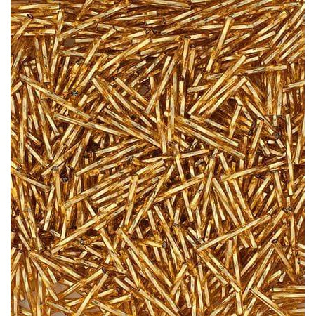 Sundaylace Creations & Bling Bugles Beads BUGLES Silver Lined Gold, Twisted Long Tubes, 25mm