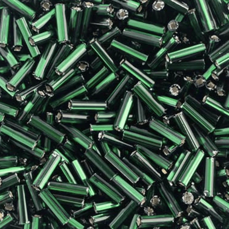 Sundaylace Creations & Bling Bugles Beads BUGLES Silver Lined Green #3