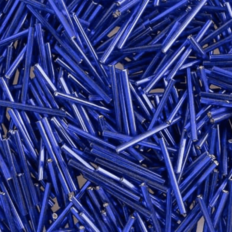 Sundaylace Creations & Bling Bugles Beads BUGLES Silver Lined ROYAL BLUE, Long 30mm