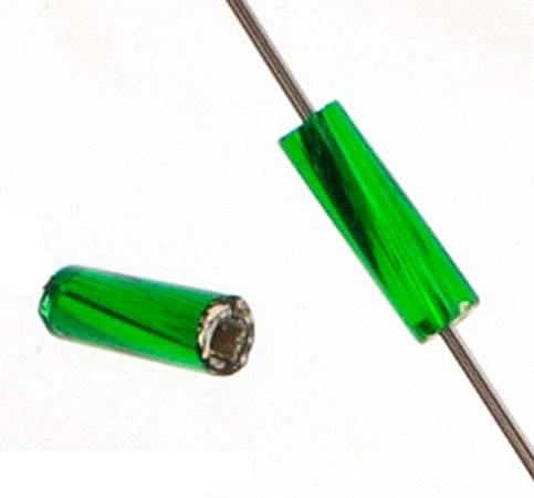 Sundaylace Creations & Bling Bugles Beads BUGLES Twisted Dark Green Silver Lined, #3