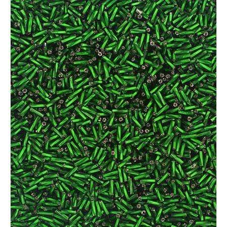 Sundaylace Creations & Bling Bugles Beads BUGLES Twisted Silver Lined Green, #3