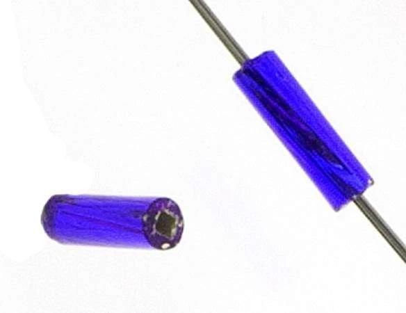 Sundaylace Creations & Bling Bugles Beads BUGLES Twisted Silver Lined Royal Blue, #3