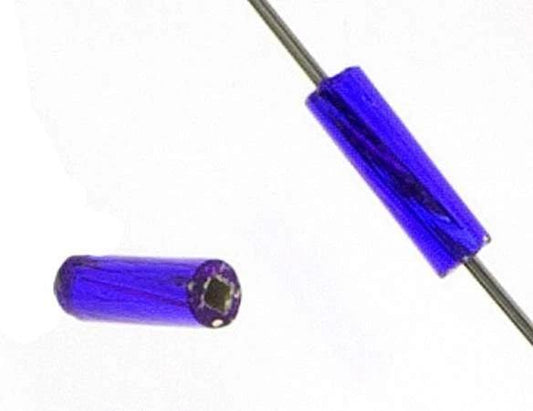 Sundaylace Creations & Bling Bugles Beads BUGLES Twisted Silver Lined Royal Blue, #3