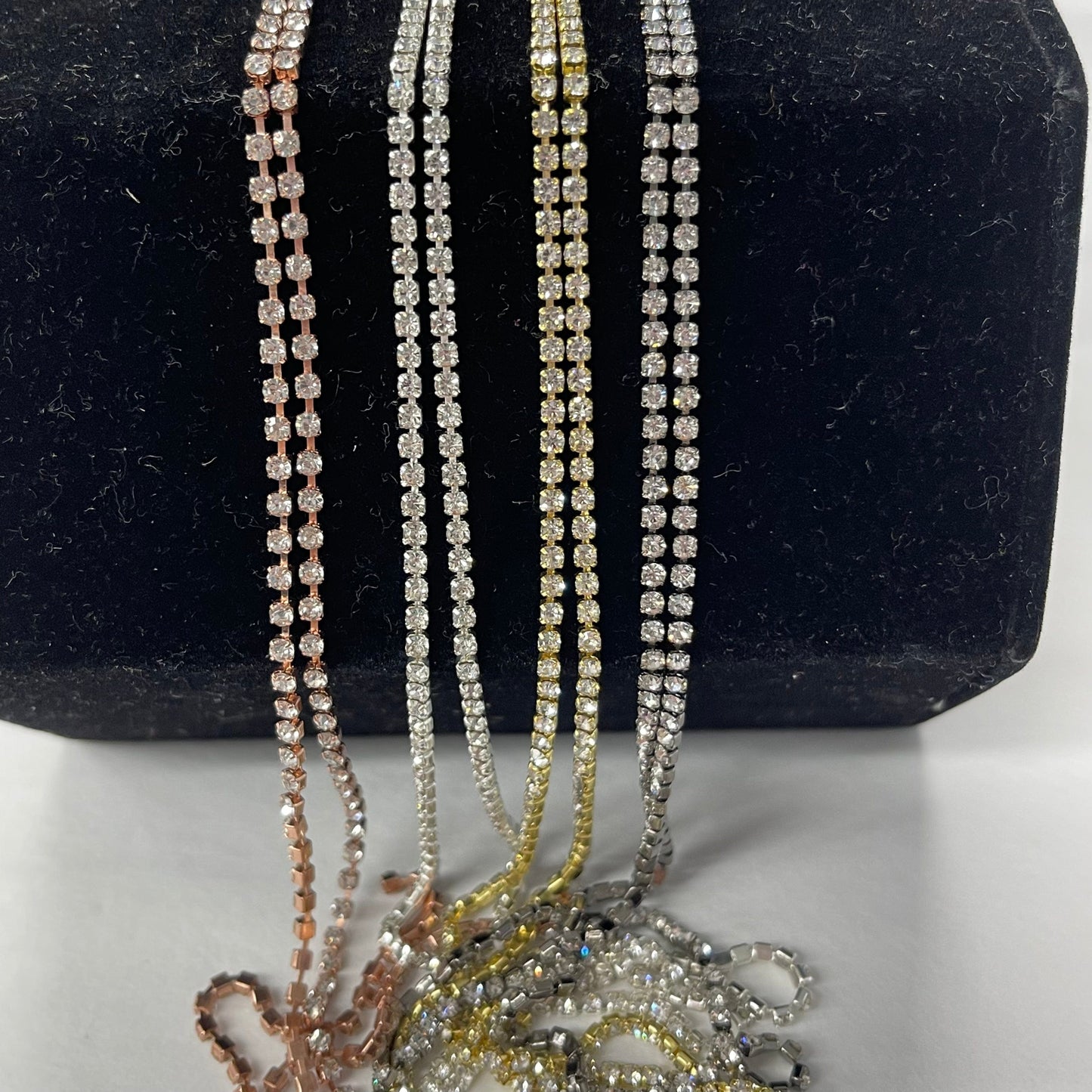 Sundaylace Creations & Bling Promotions "Clear Bling Mix" 4 x 1 yard Ss6 Mixed Coloured Metal Rhinestone Metal Set, Black Friday Promotions