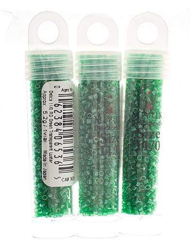 Sundaylace Creations & Bling Delica Beads Delica 11/0 RD Green Transparent Luster (1889v)