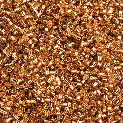Sundaylace Creations & Bling Delica Beads Delica 11/0 RD Transparent Rose Gold- Gold lined 3.3g (2524v)