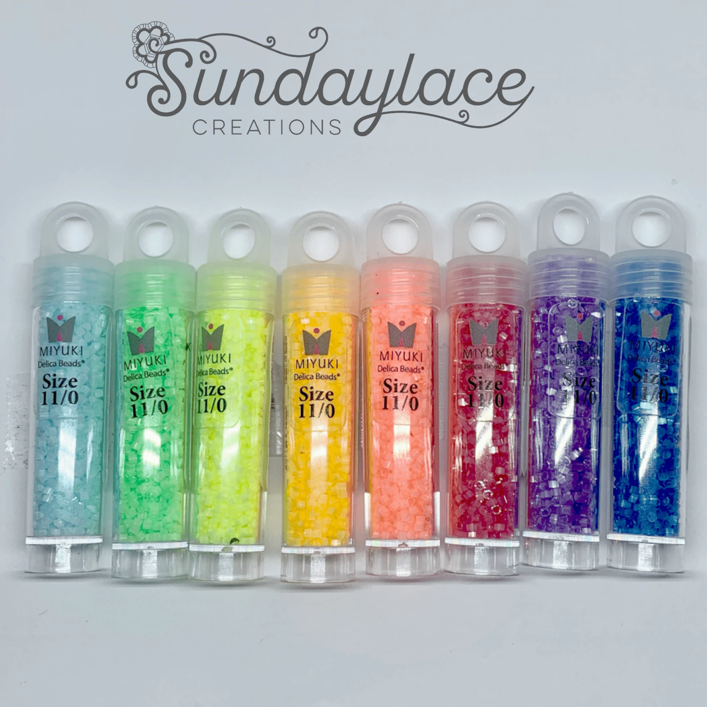 Sundaylace Creations & Bling Promotions Delica Frosted-Satin Neon Set, 8 Delica Beads Set, Fall Special Promotion