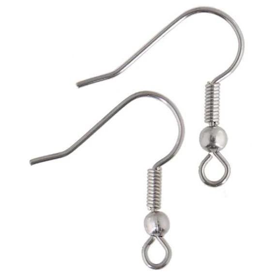 Sundaylace Creations & Bling Basics EARRING FINDING HOOK WITH BALL AND COIL, Earwire, STAINLESS STEEL 20mm *10 pairs*