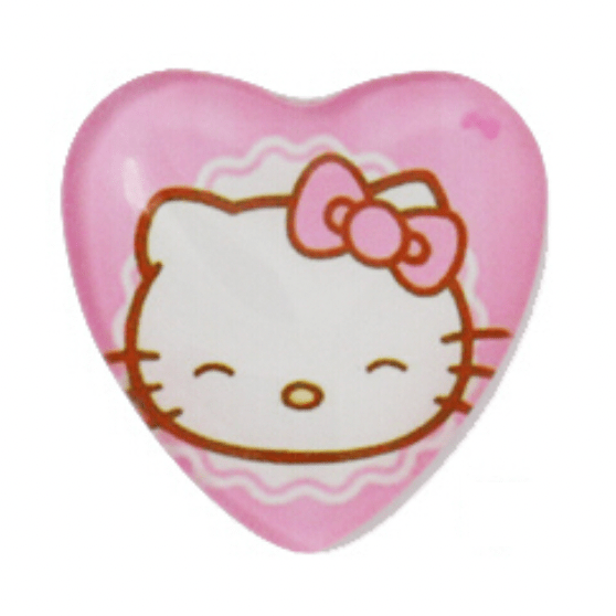 Sundaylace Creations & Bling Resin Gems 25mm Hello Kitty Head with Bow "Hello Kitty" Anime Pink /White Acrylic Printed  Heart Shape, Glue on, Resin Gems (Sold in Pair)