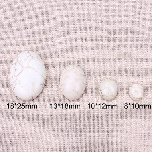 Sundaylace Creations & Bling Stone Gem 15*20mm Oval Howlite Semi-Precious Stone, White/Ivory Round, Oval and Teardrop shaped, Stone Gem