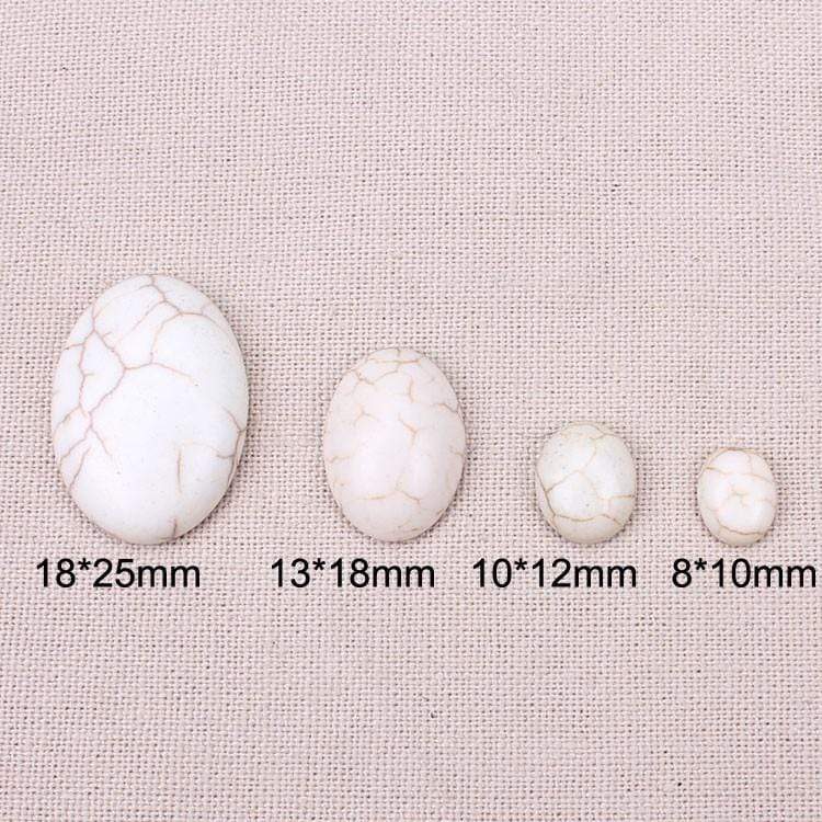 Sundaylace Creations & Bling Stone Gem 15*20mm Oval Howlite Semi-Precious Stone, White/Ivory Round, Oval and Teardrop shaped, Stone Gem