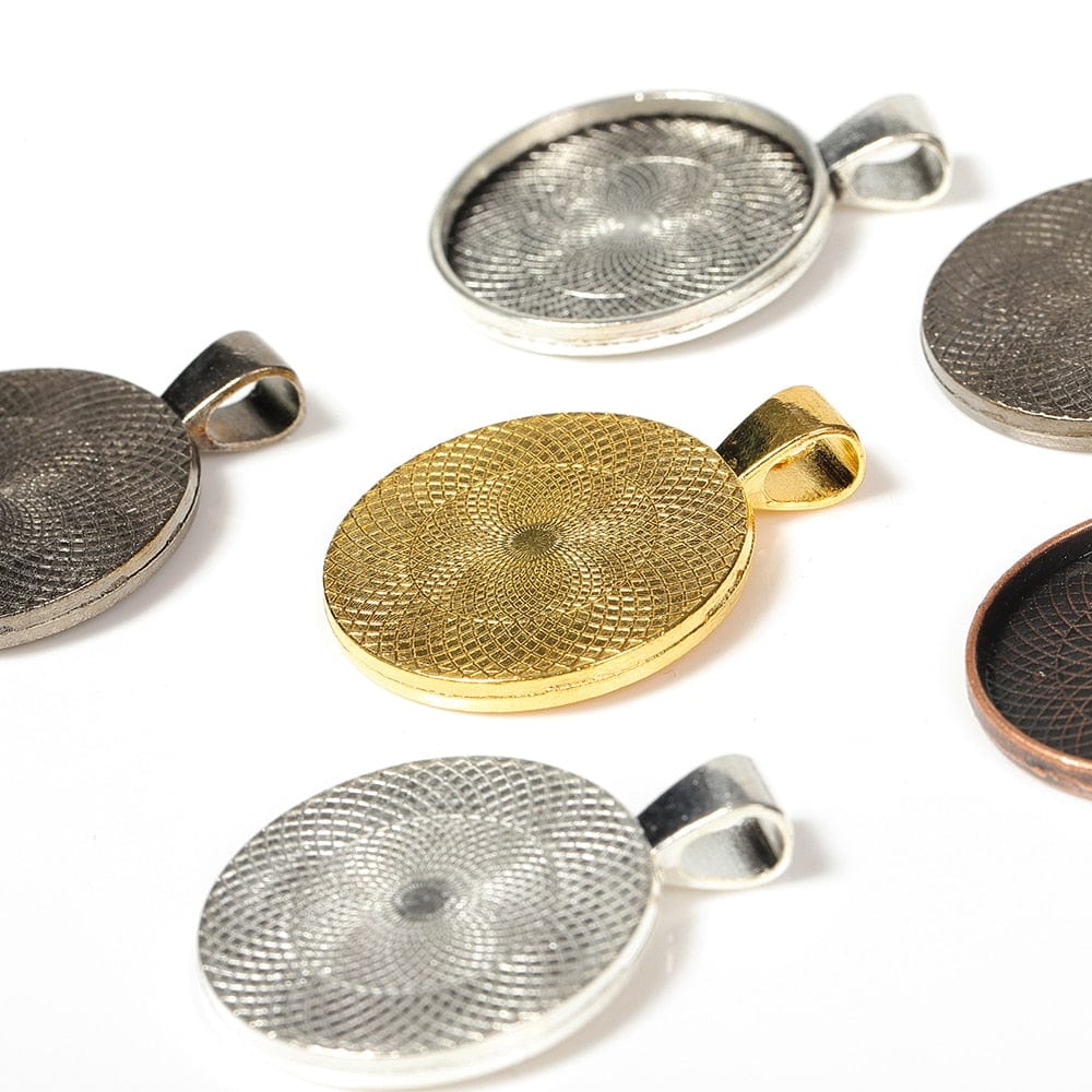 Sundaylace Creations & Bling Basics Metal Keychain/Necklace with as 25mm for Cabochon Base *Sold in 10 pcs*