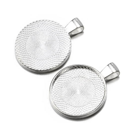 Sundaylace Creations & Bling Basics Metal Keychain/Necklace with as 25mm for Cabochon Base *Sold in 10 pcs*