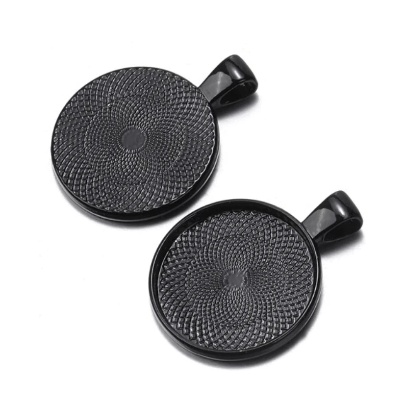 Sundaylace Creations & Bling Basics Black 25mm Metal Keychain/Necklace with as 25mm for Cabochon Base *Sold in 10 pcs*