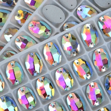 Sundaylace Creations & Bling Glass Gem 10*14mm Oval Multiple Sizes: AB Oval, Sew on, Glass Gem 7*10mm, 10*14mm, 11*16mm, 13*18mm, 17*24mm Oval