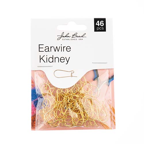 Sundaylace Creations & Bling Basics Must Have Findings - Earwire Kidney (apx 19x10mm) Gold 46pcs, Earring Finding, New Beader Basics
