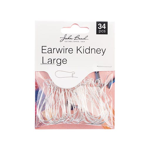Sundaylace Creations & Bling Basics Must Have Findings - Earwire Kidney Large (apx 33x15mm) Silver 34pcs, Earring Finding, New Beader Basics