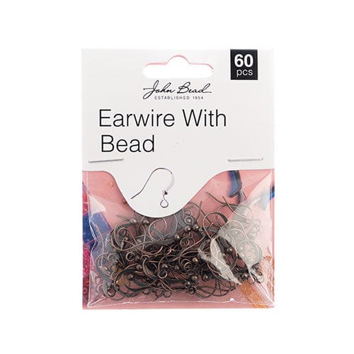 Sundaylace Creations & Bling Basics Must Have Findings - Earwire w/ Bead Antique Copper 60pcs, Earring Finding, New Beader Basics